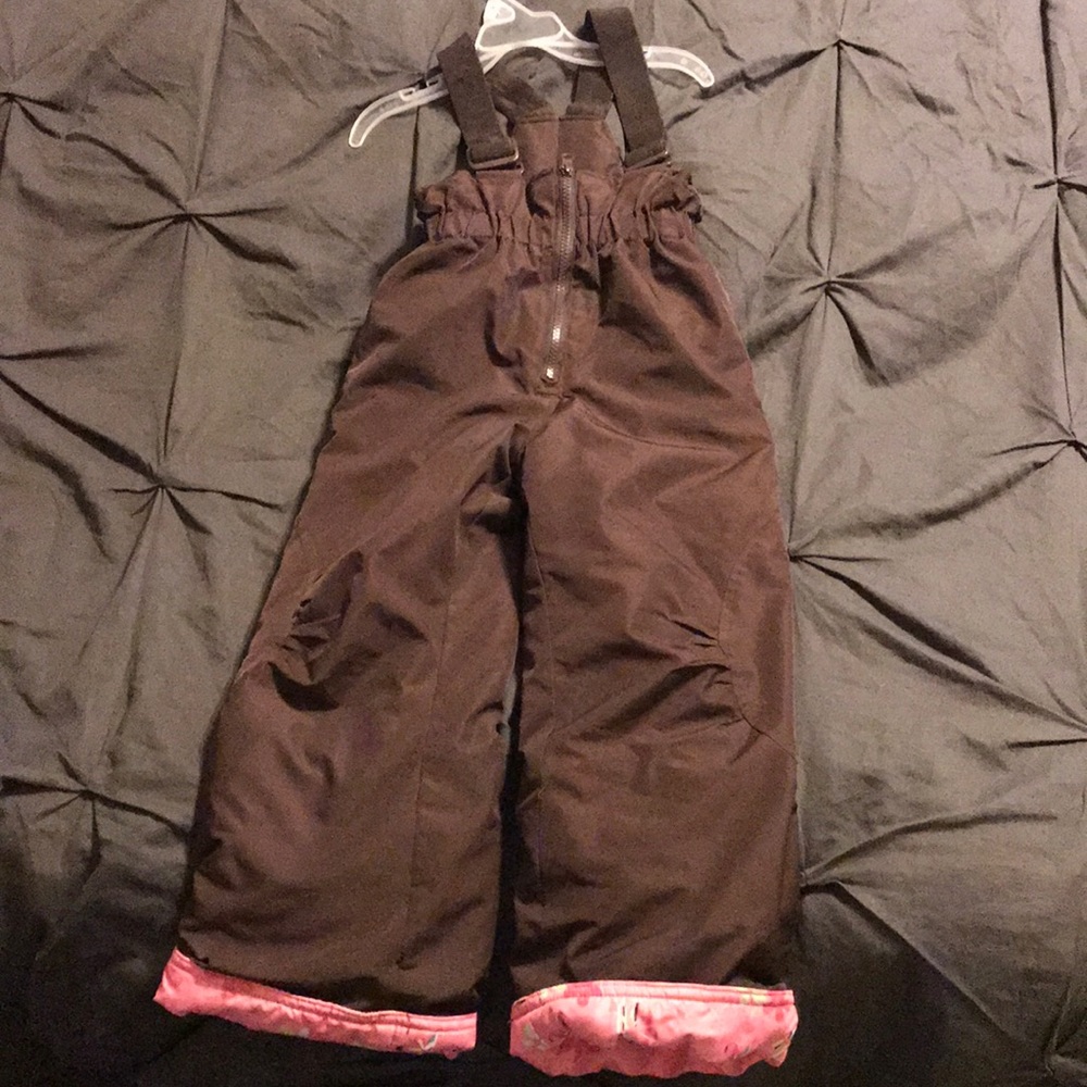 SIZE 4 brown skiing bibs. Perfect for little ones!